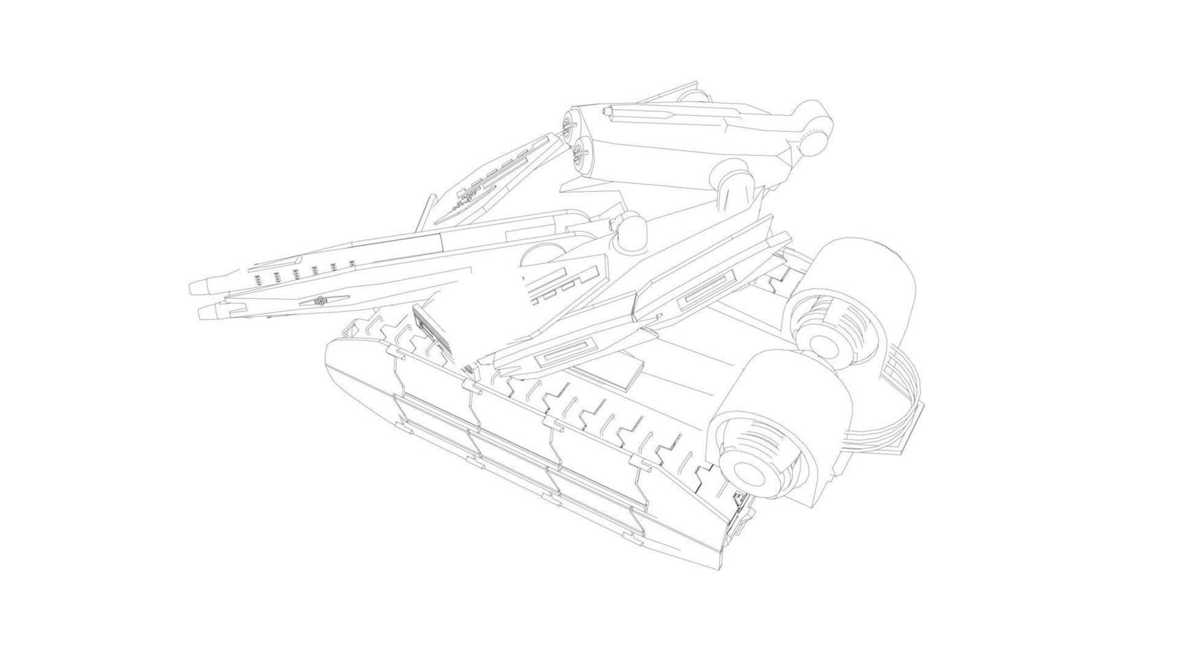 line art of destroyer tank vector