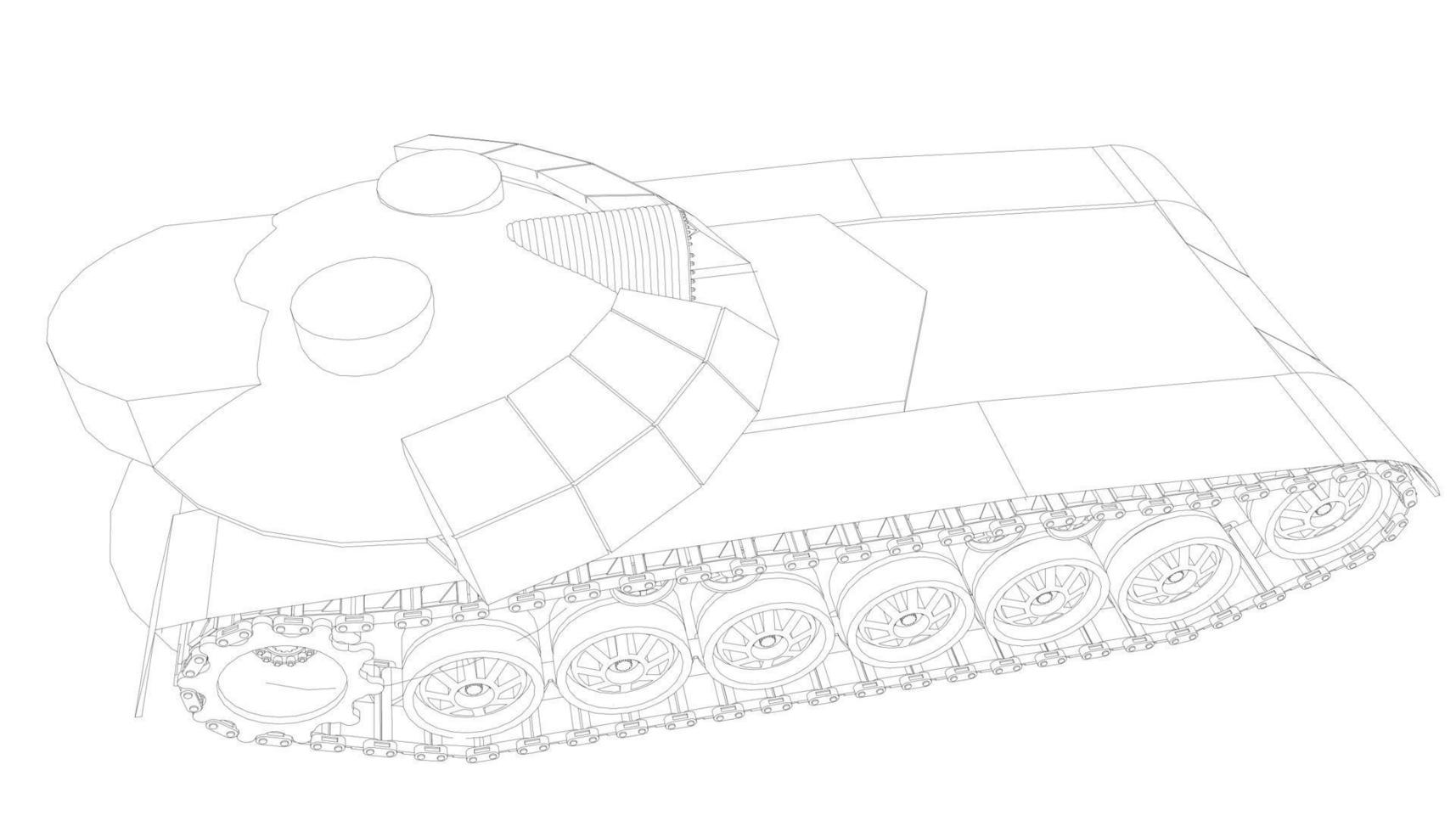 line art of assault tank vector