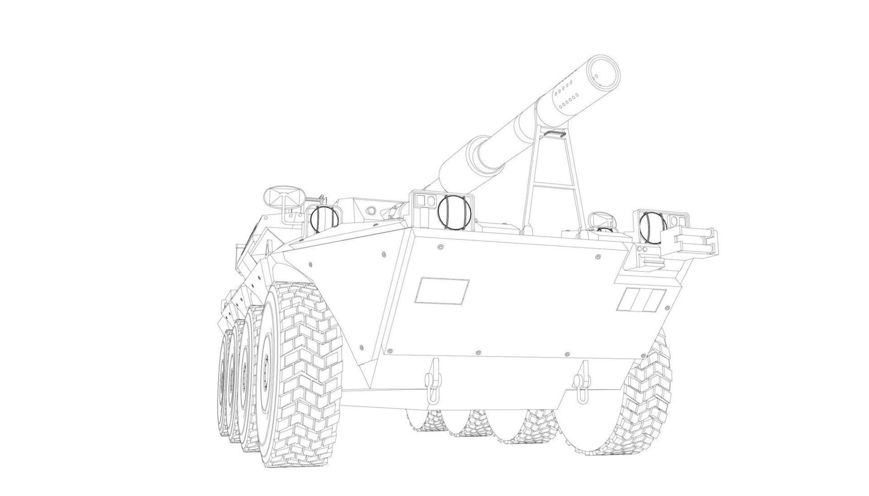 line art of destroyer tank vector