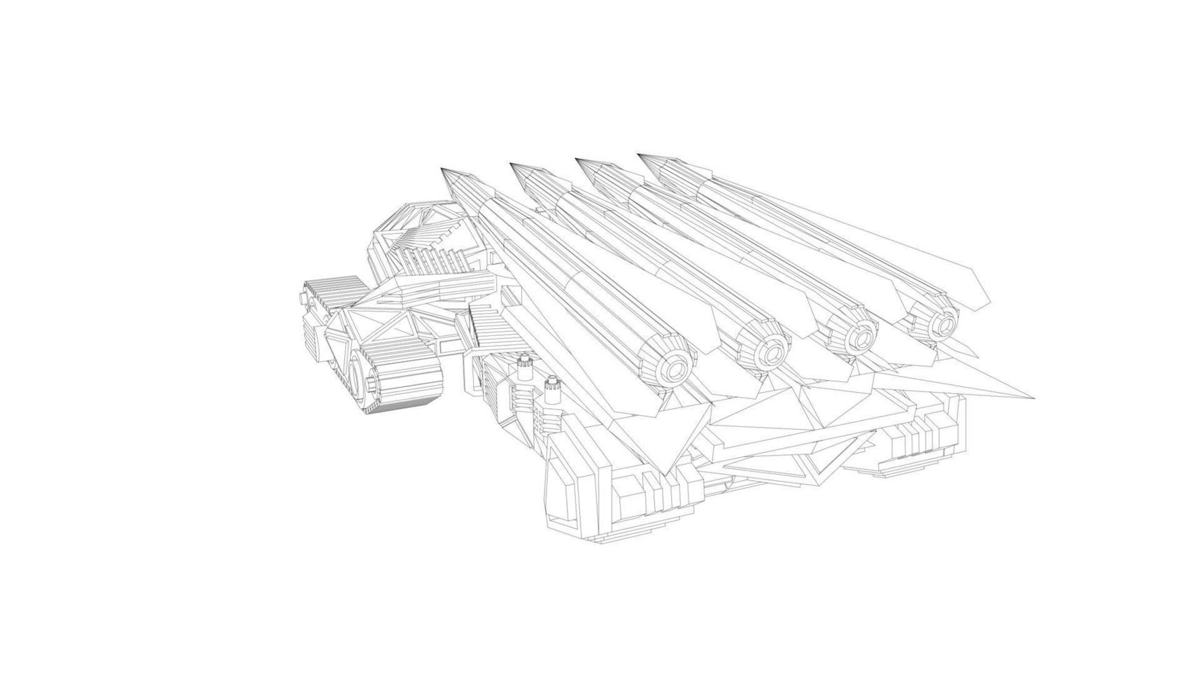 line art of destroyer tank vector