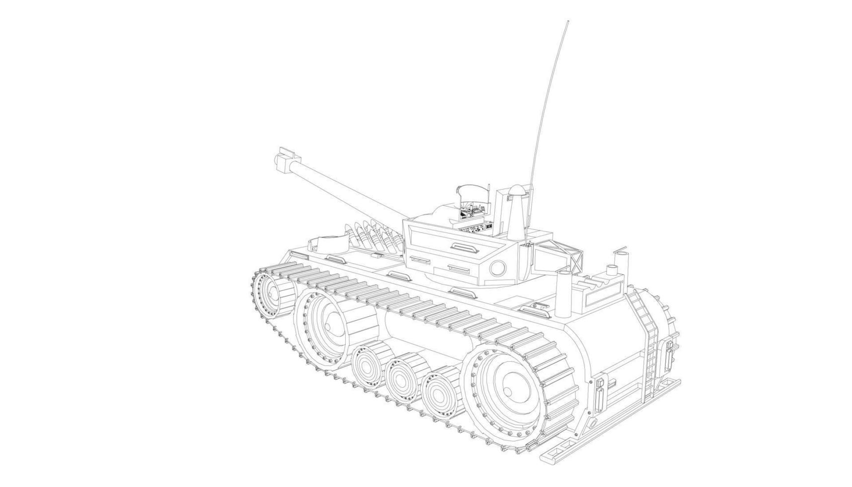 arte lineal del tanque destructor vector