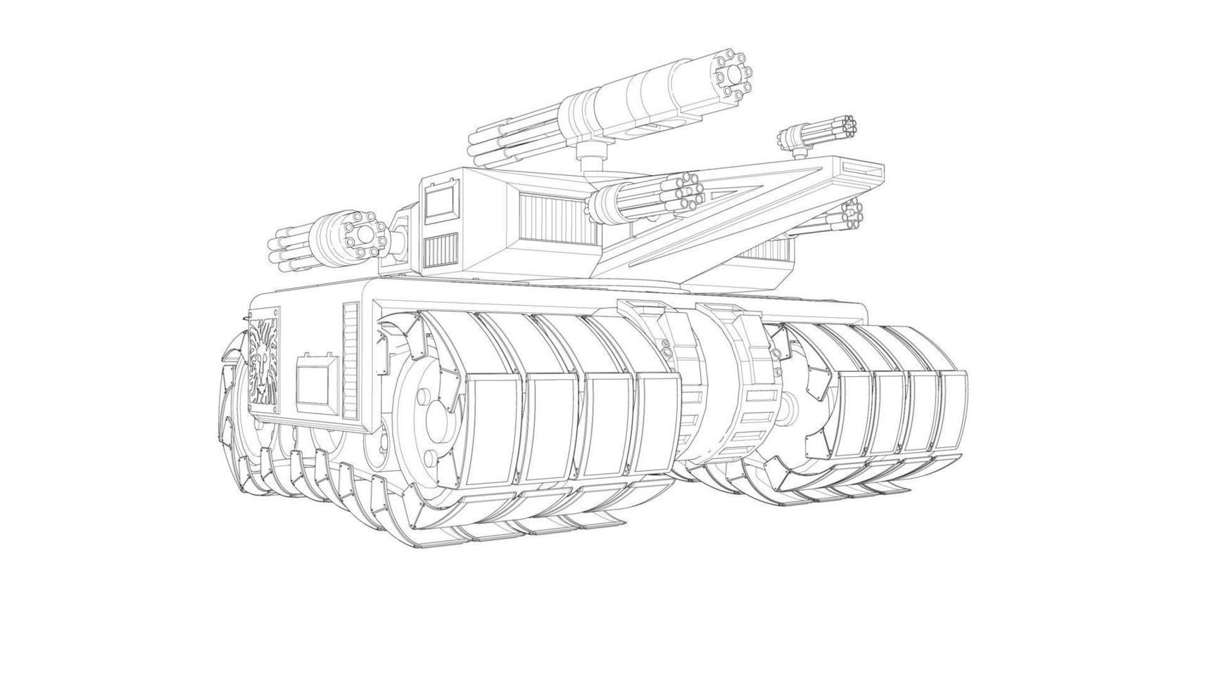 line art of military tanks vector