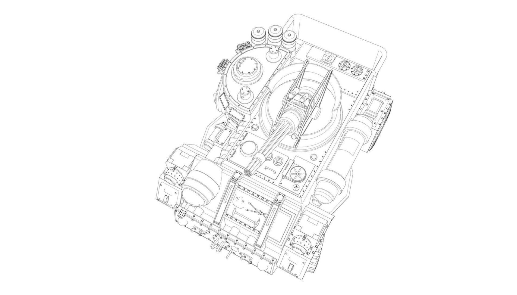 arte lineal de tanques militares vector