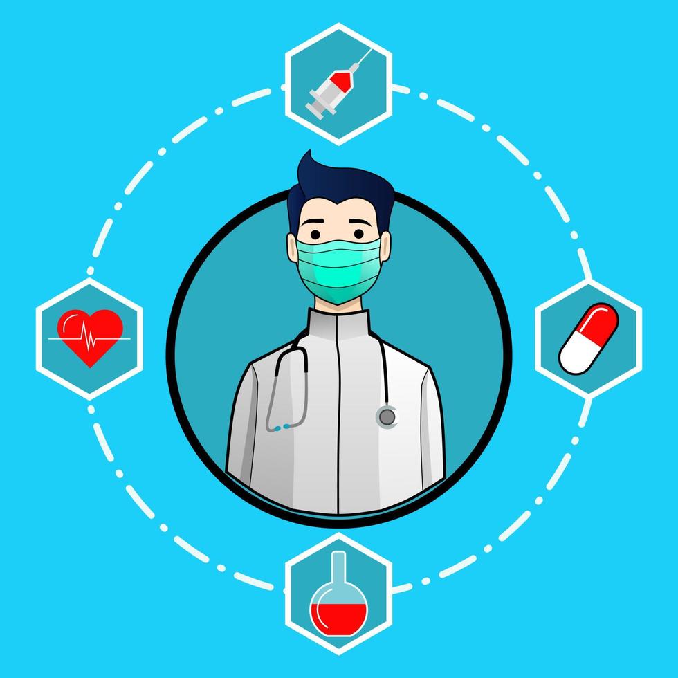 Doctor profile with medical service icon vector