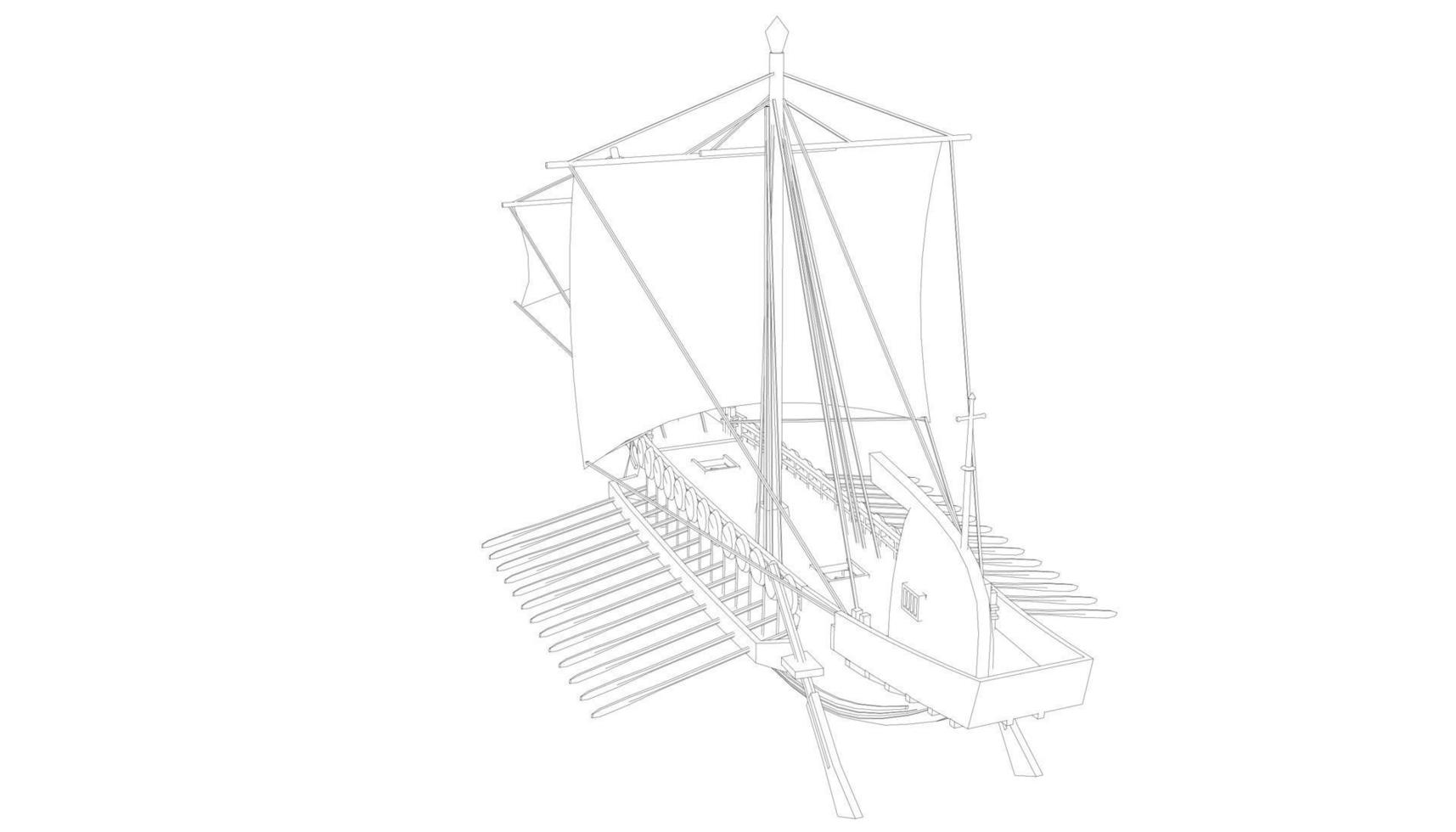 lineart style classic sailboat vector