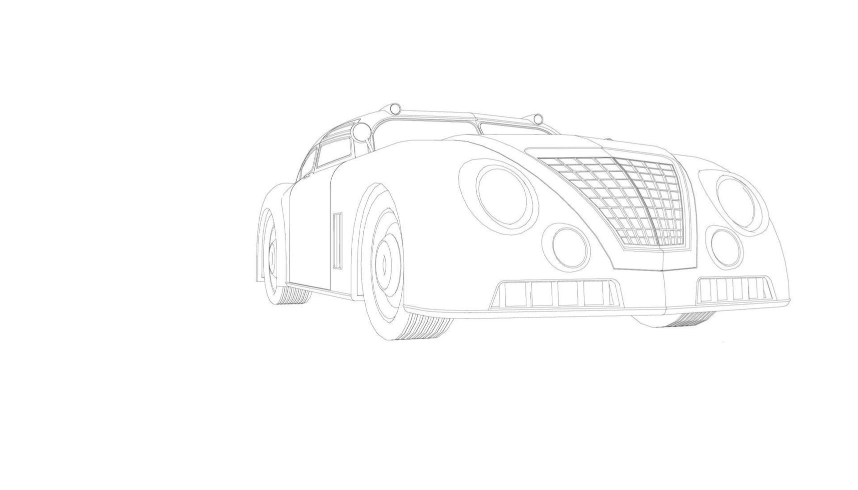 Old car design line art vector