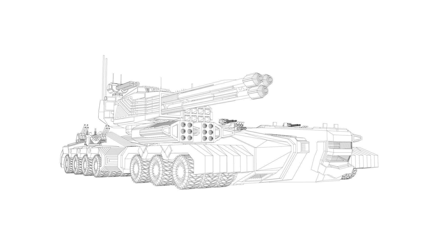line art of destroyer tank vector
