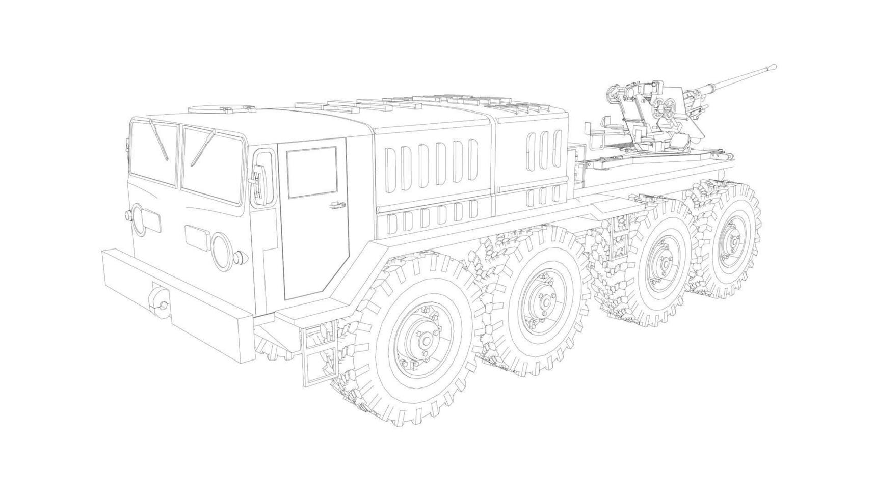 arte lineal del tanque destructor vector