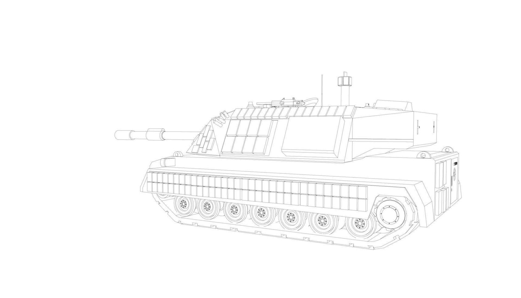 line art of destroyer tank vector