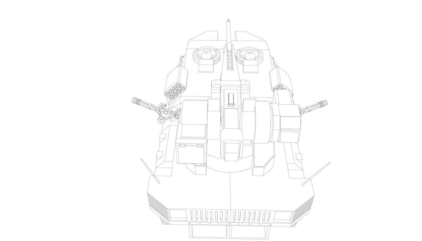 arte lineal del tanque destructor vector