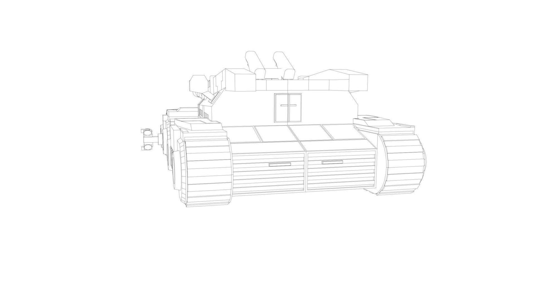 line art of destroyer tank vector