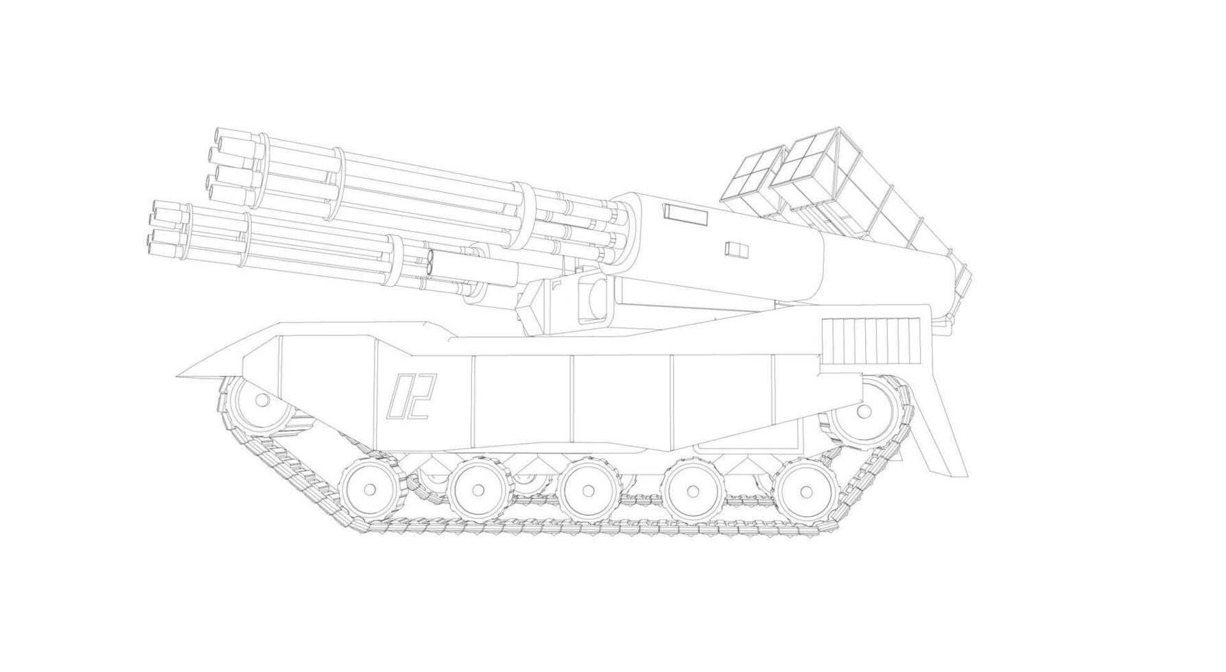 arte lineal de tanques militares vector