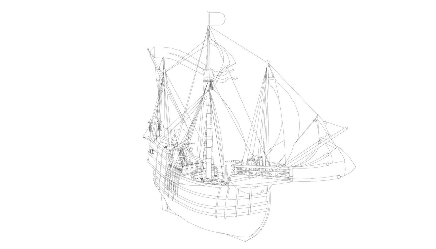 velero clásico estilo lineart vector