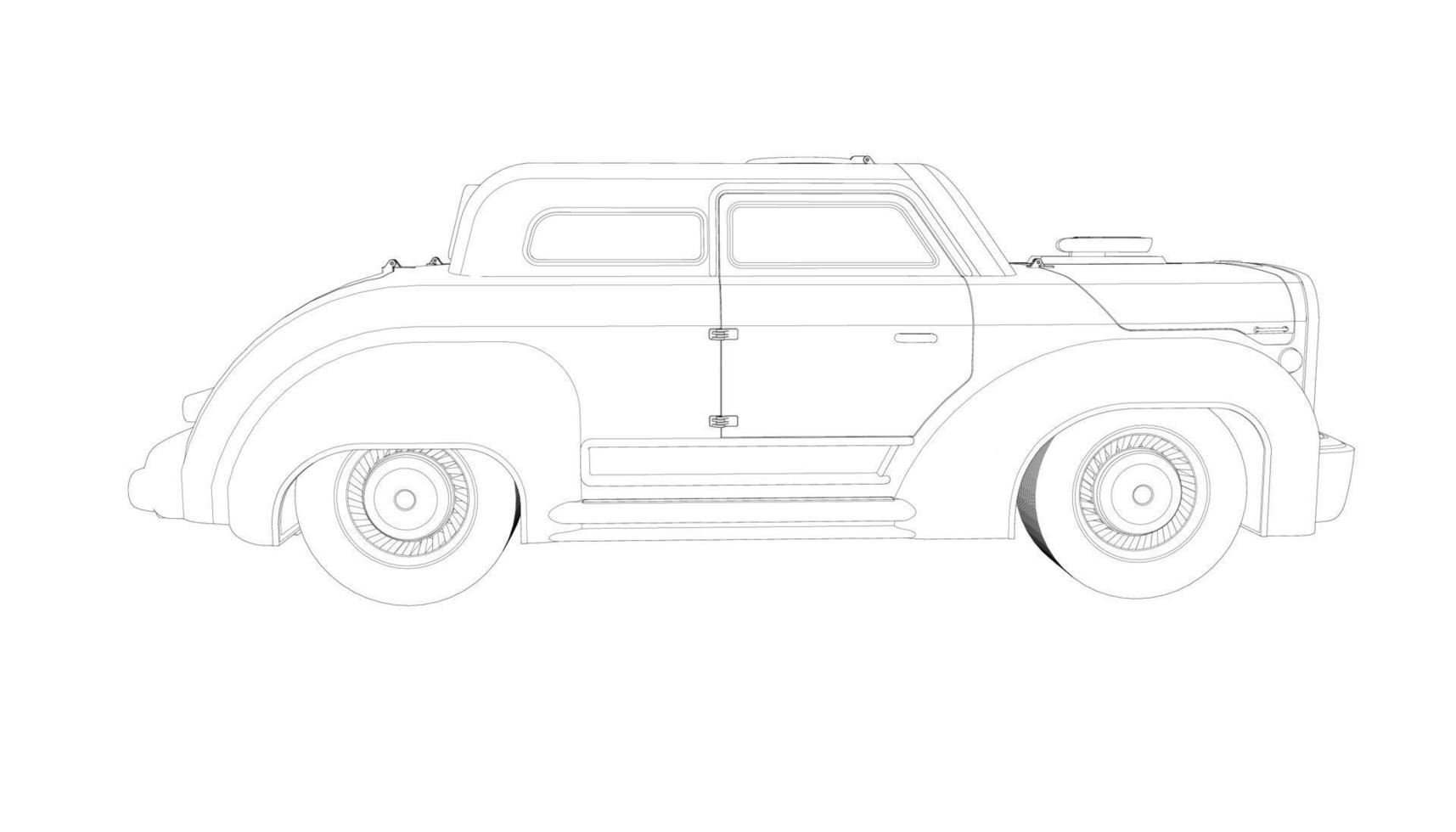 Old car design line art vector