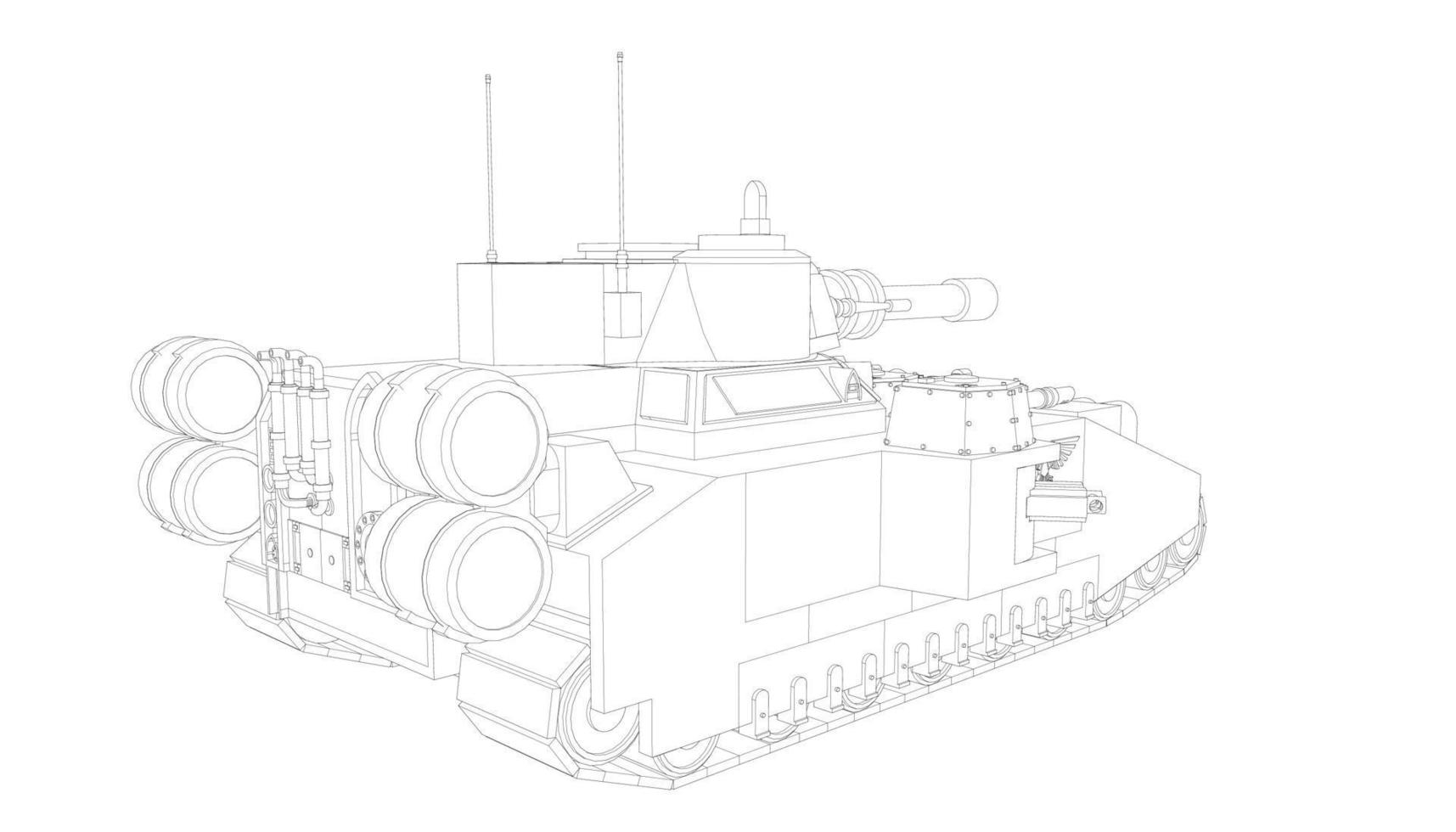 line art of destroyer tank vector