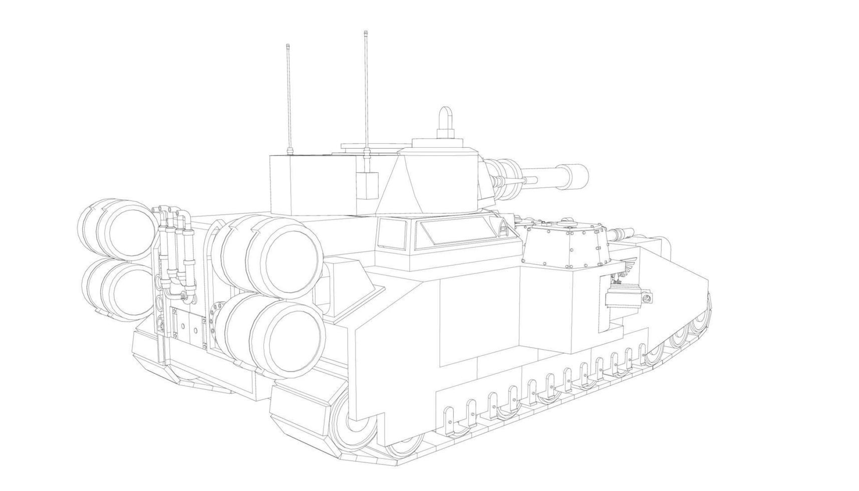 arte lineal del tanque destructor vector