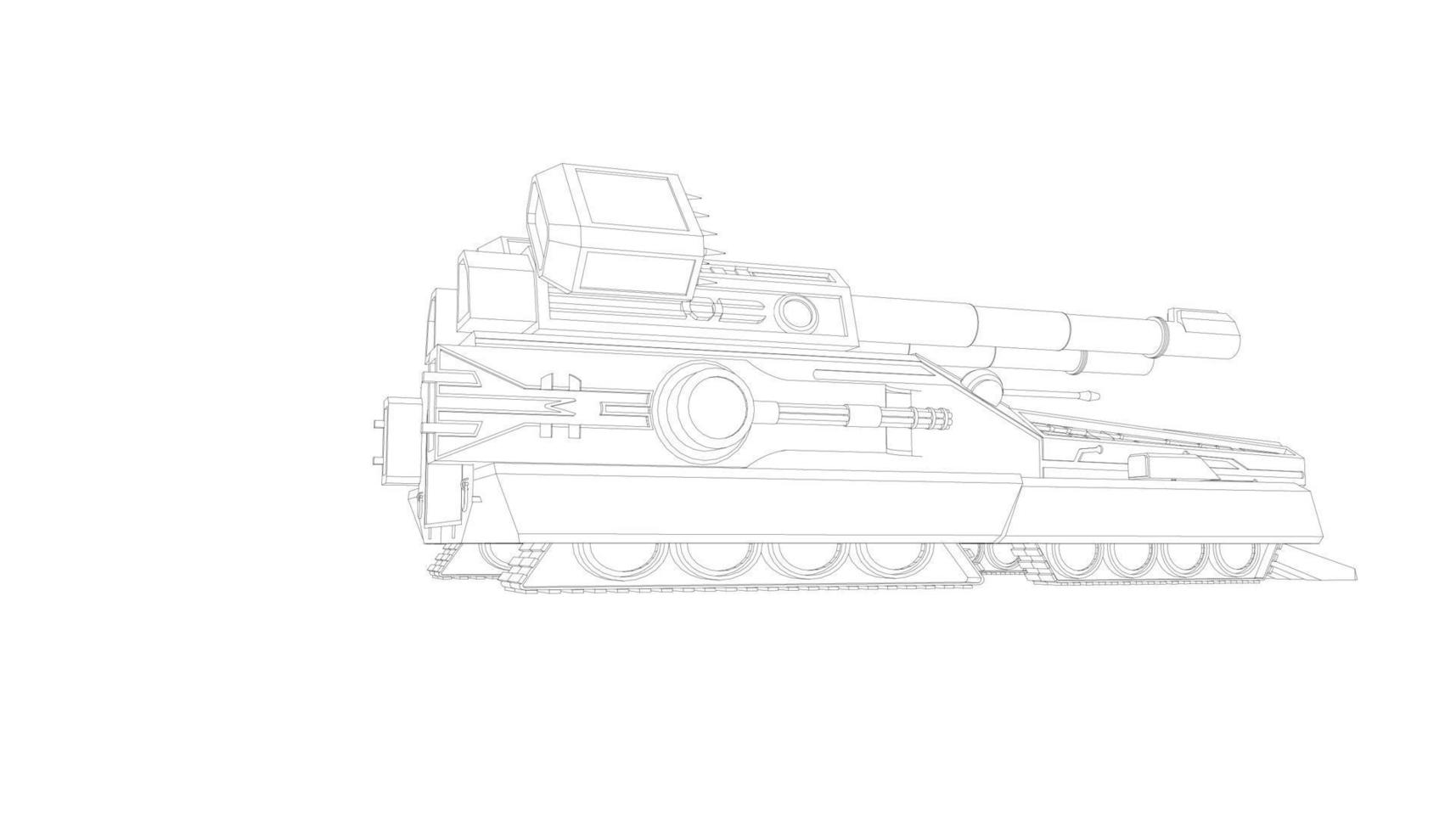 line art of assault tank vector
