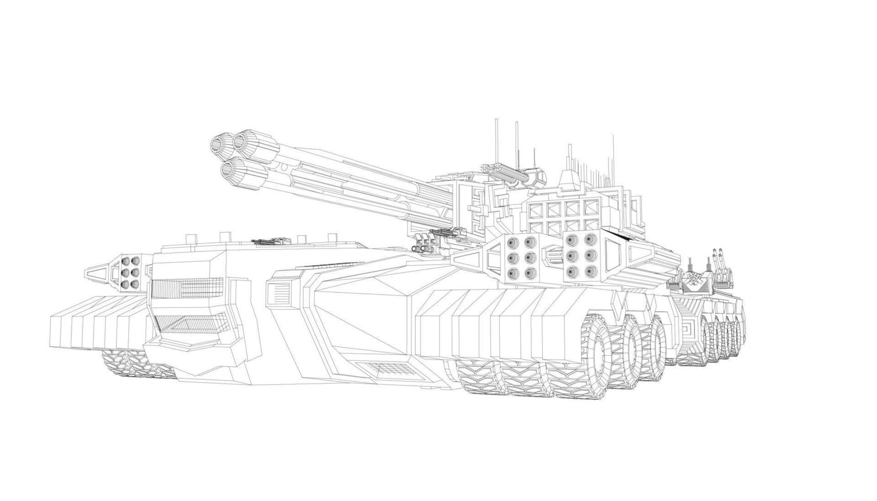 arte lineal del tanque destructor vector