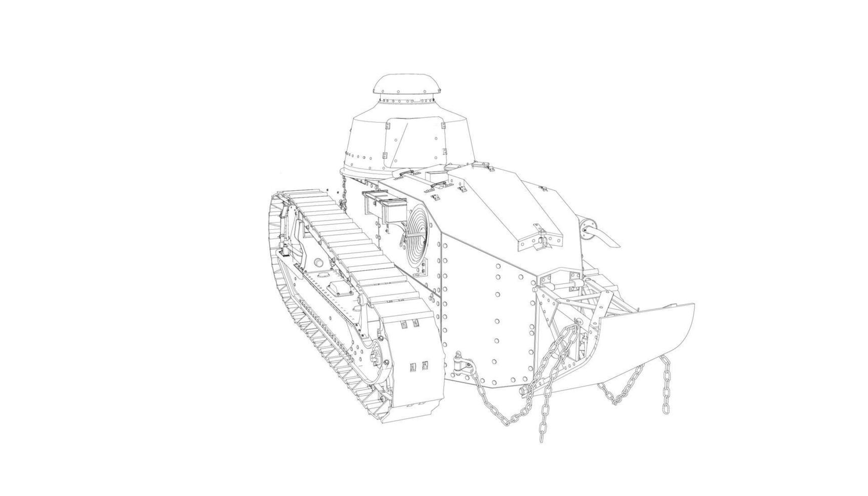 arte lineal del tanque de asalto vector