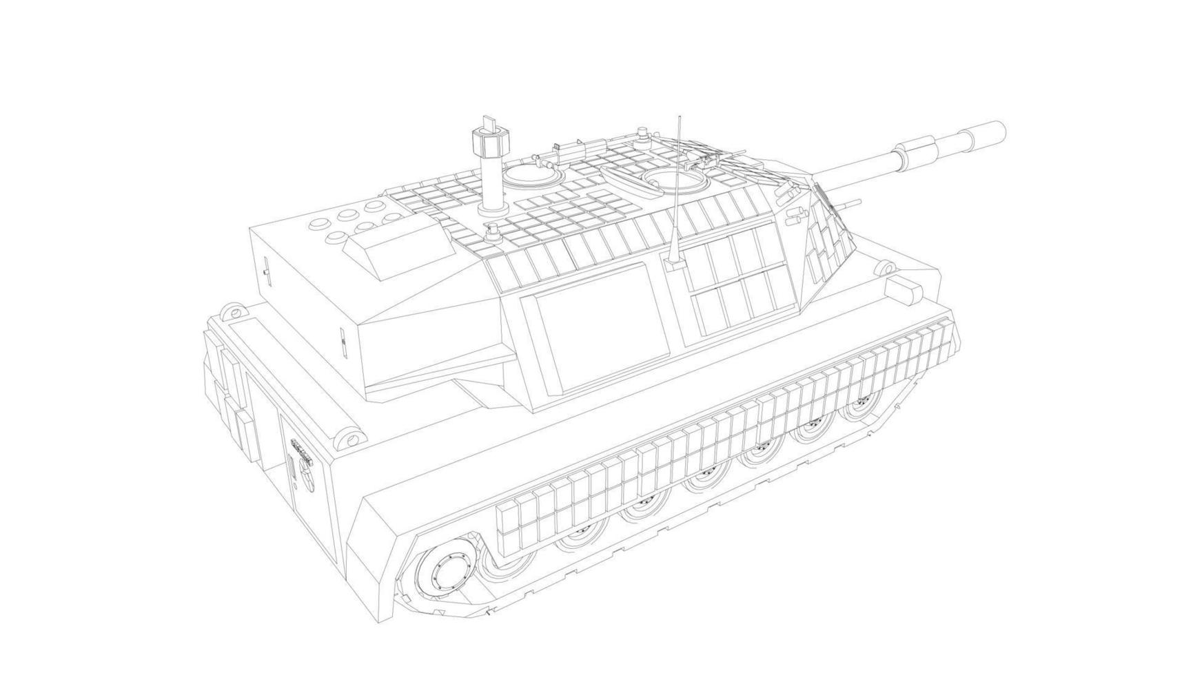 line art of destroyer tank vector