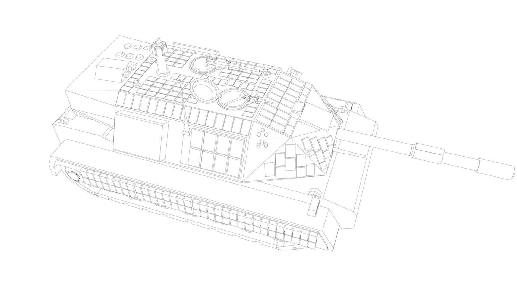 line art of destroyer tank vector