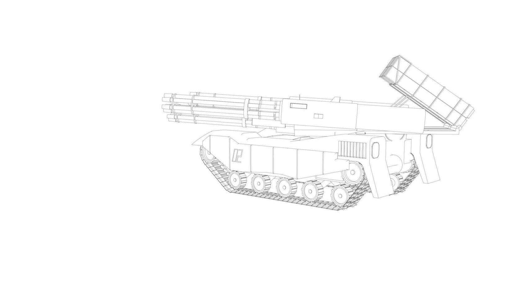 arte lineal del tanque destructor vector