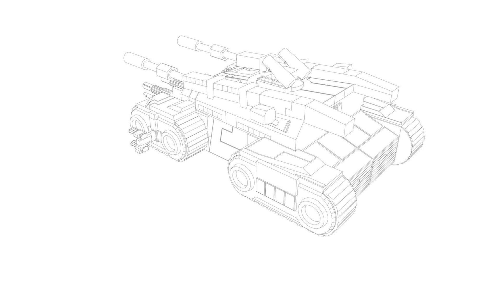 arte lineal del tanque destructor vector