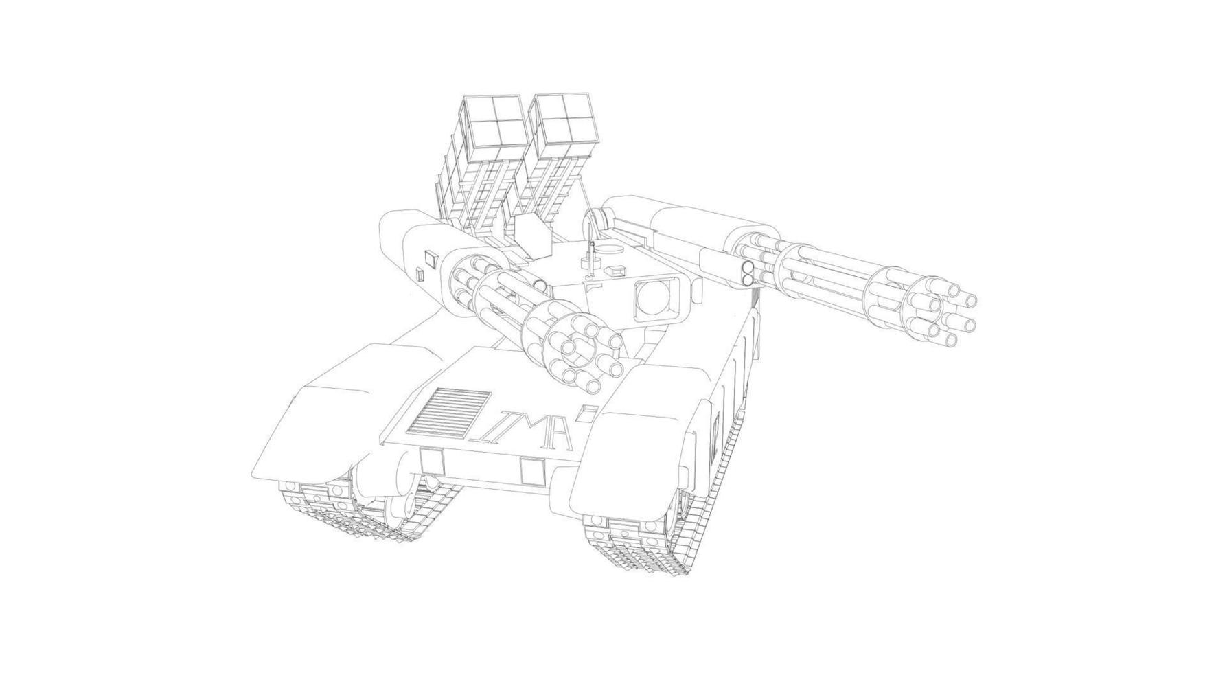 arte lineal de tanques militares vector