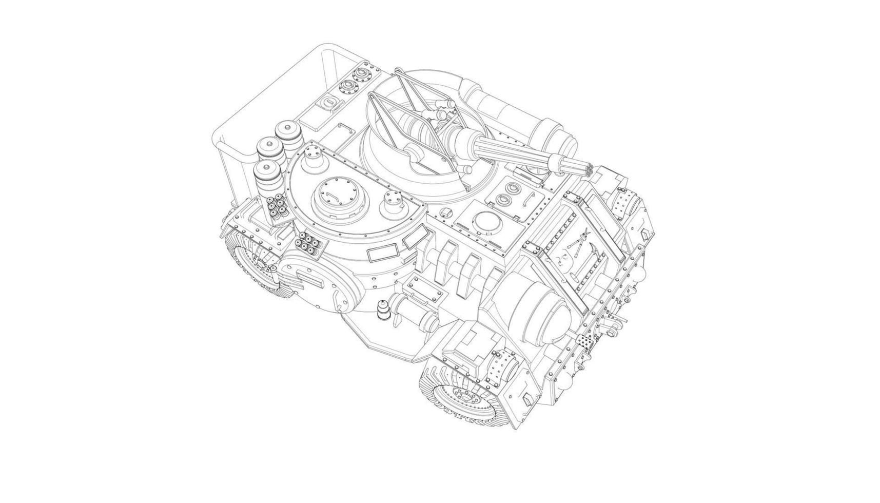 arte lineal de tanques militares vector