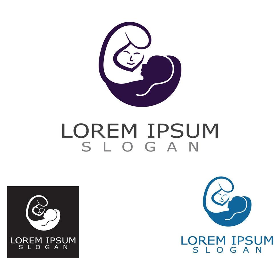 plantilla de inspiración de concepto de diseño de logotipo de cuidado de mamá y bebé vector