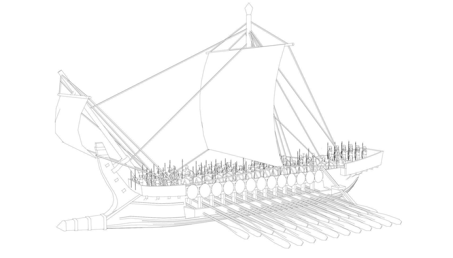 velero clásico estilo lineart vector
