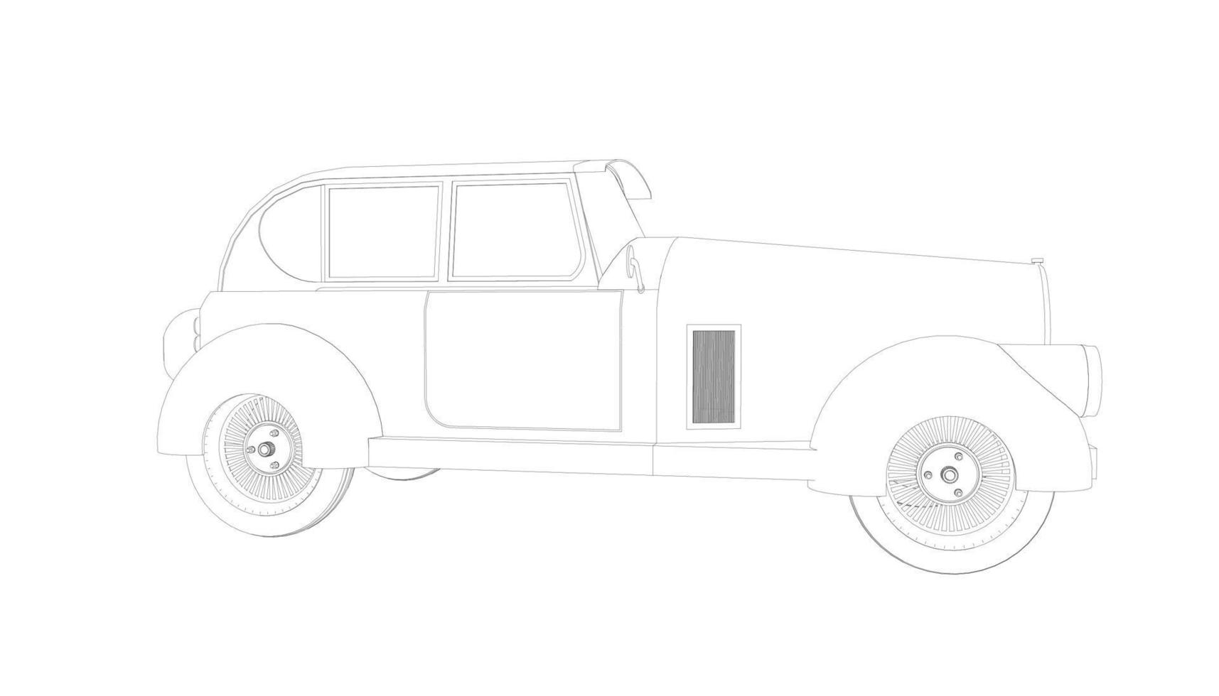 Vintage car design line art vector