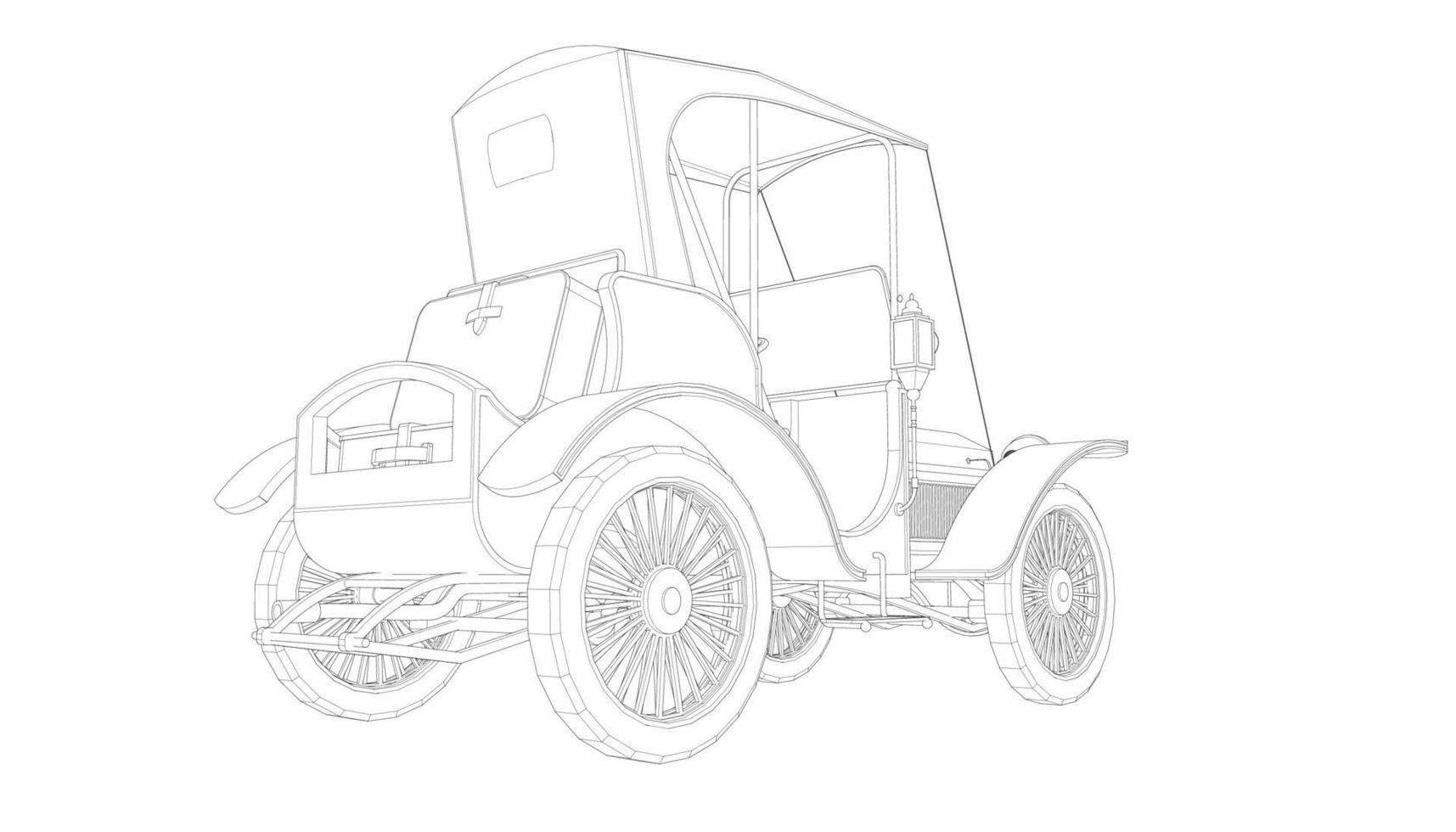 Old car design line art vector