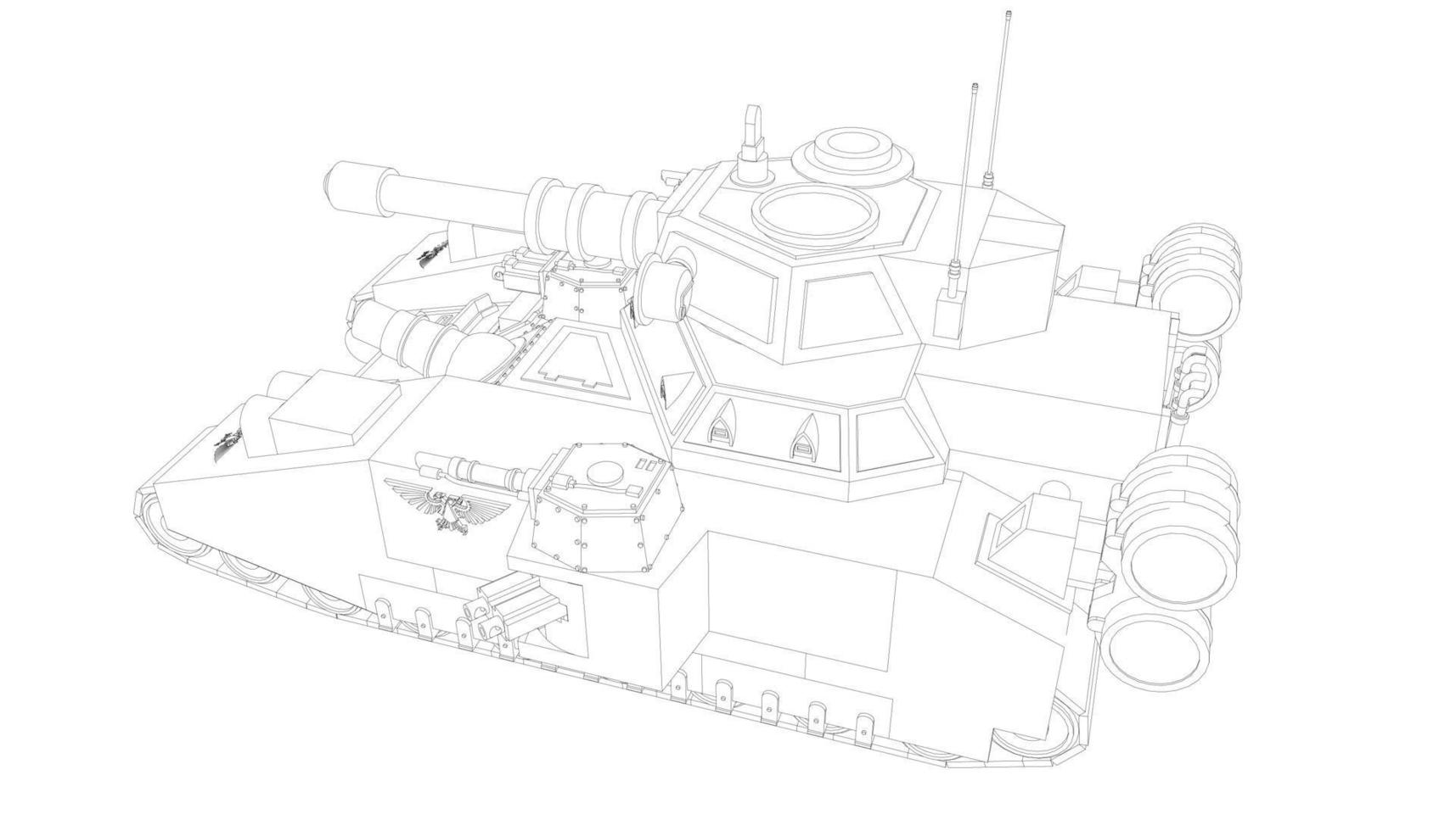 line art of destroyer tank vector