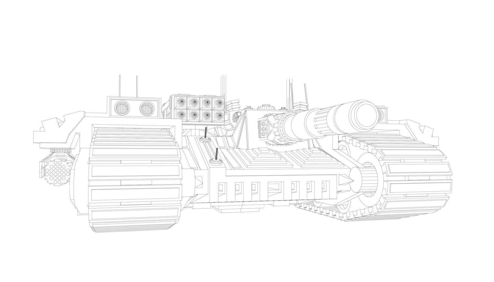 arte lineal del tanque de asalto vector