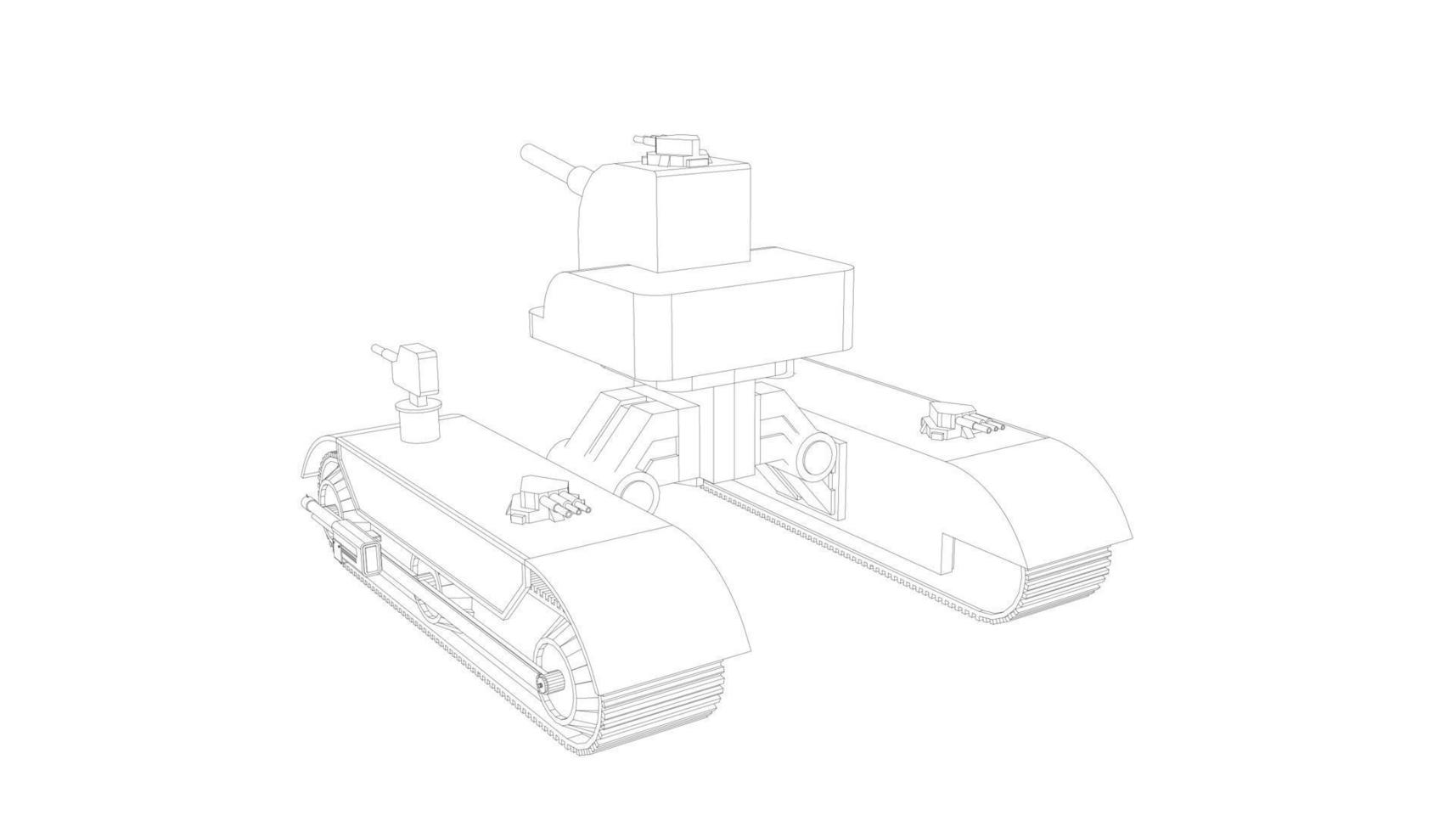 line art of assault tank vector