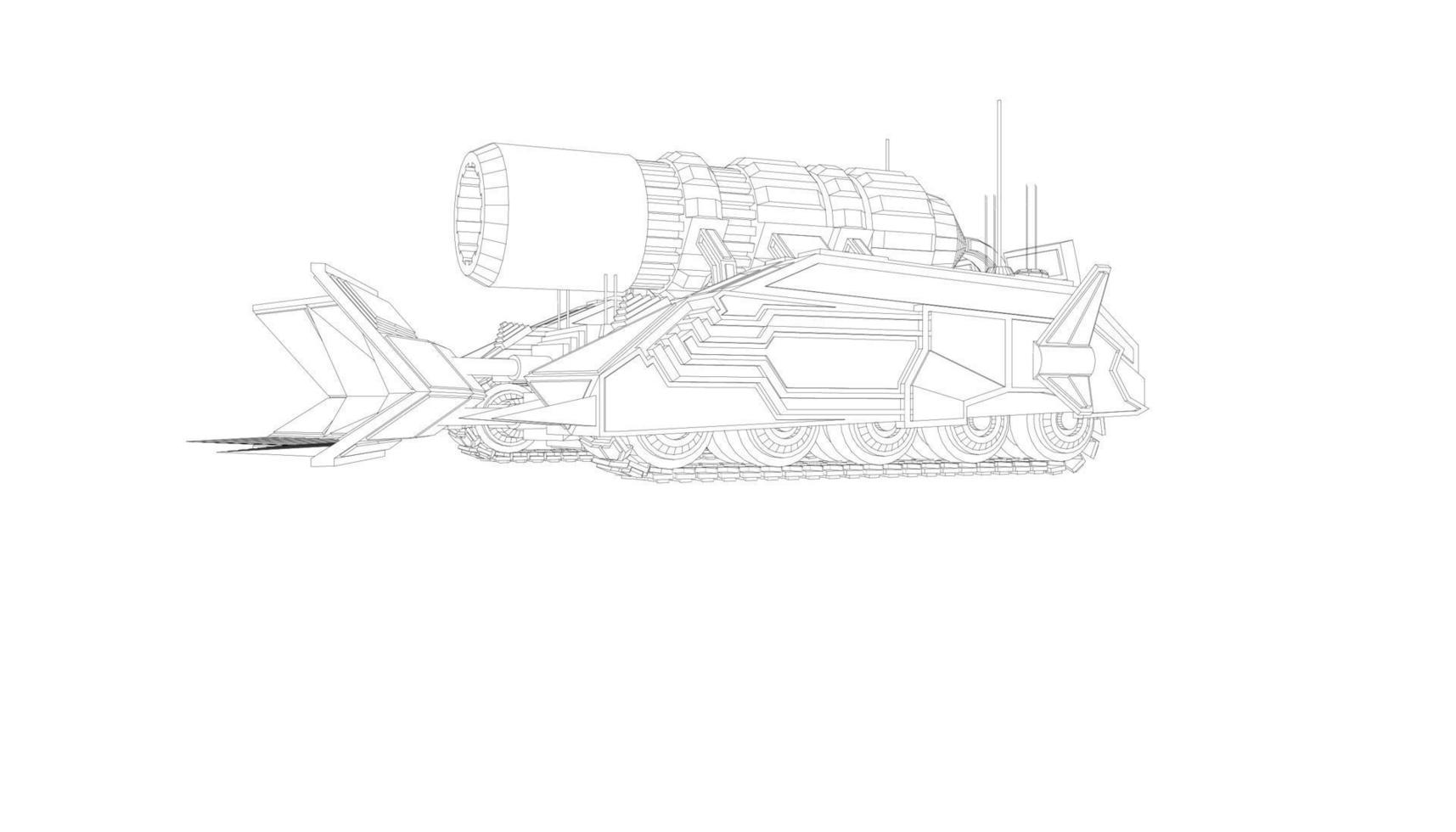line art of assault tank vector