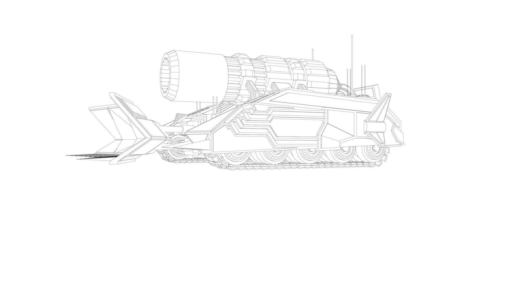 line art of assault tank vector