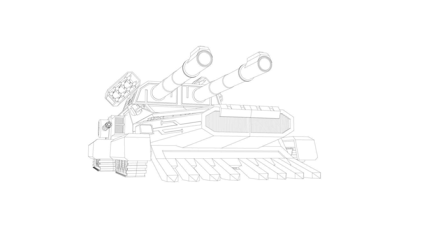 arte lineal del tanque de asalto vector