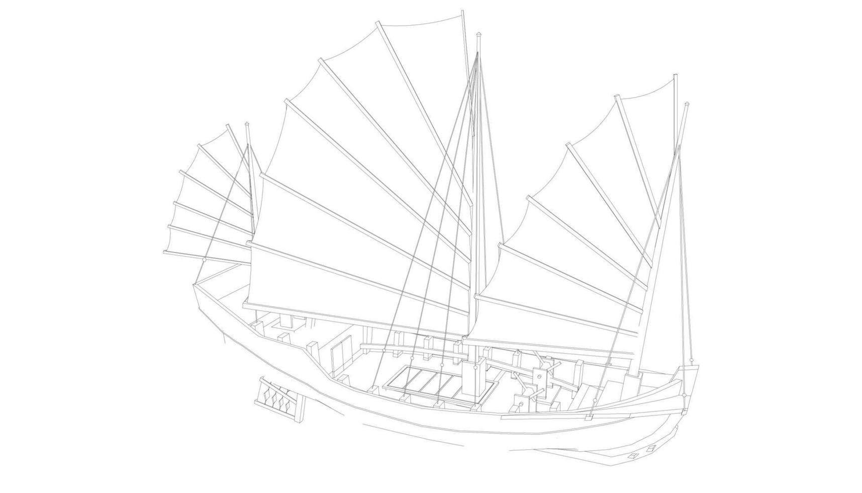 velero clásico estilo lineart vector