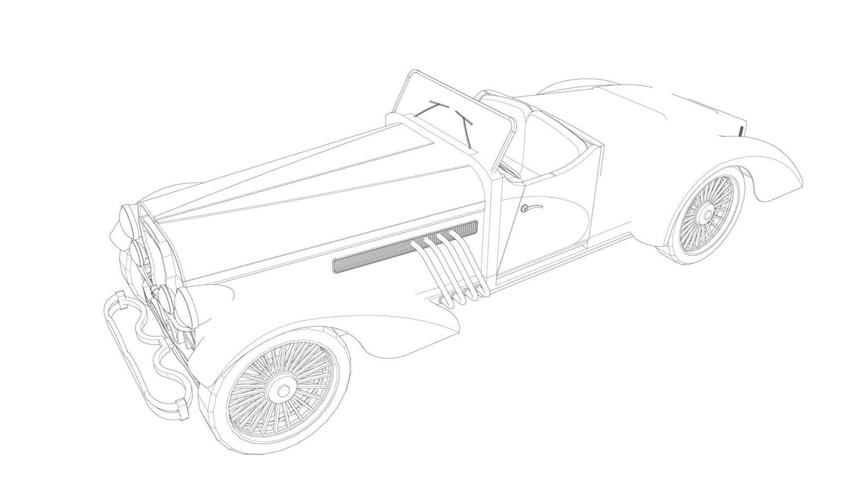 Old car design line art vector