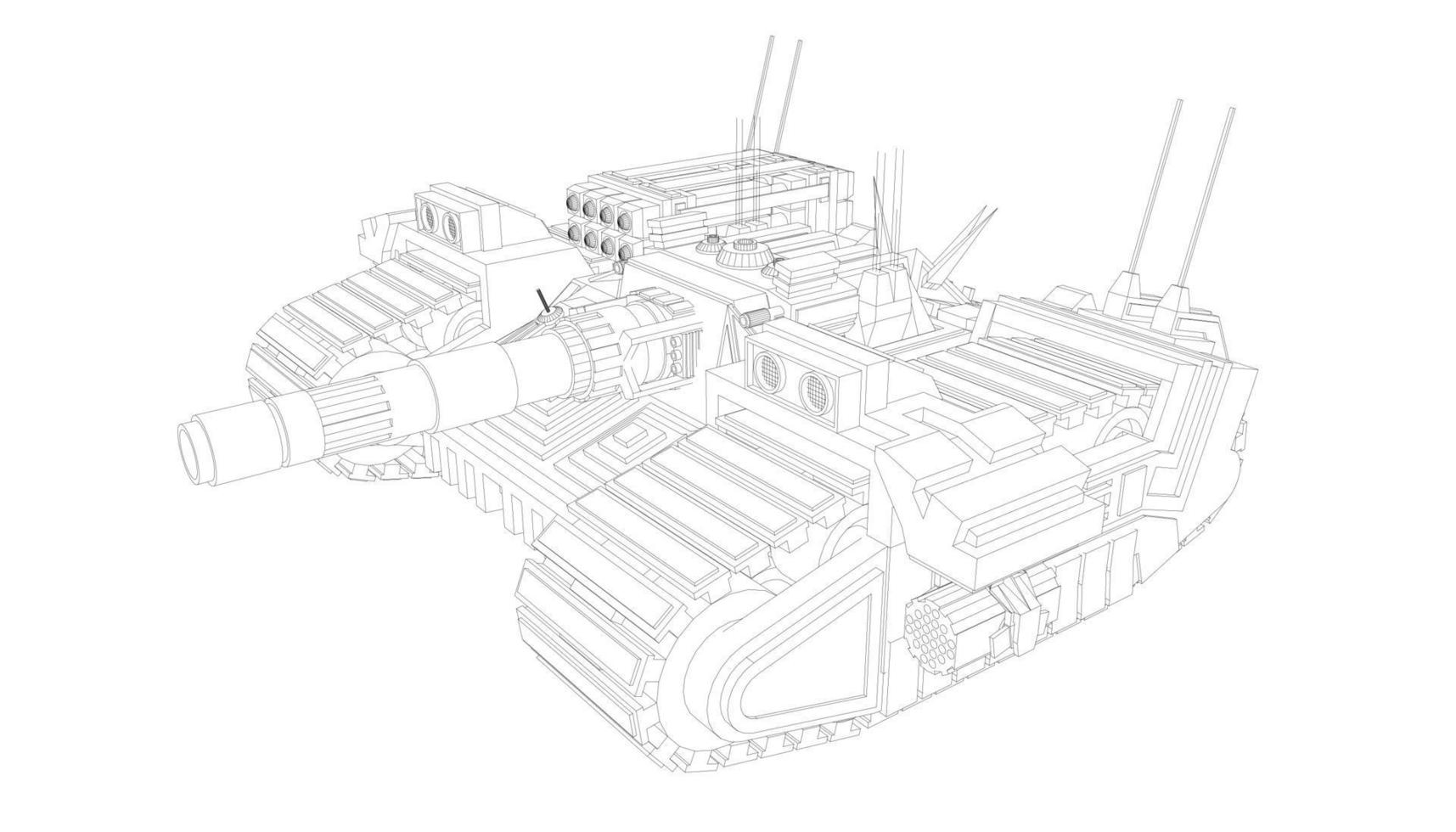 line art of assault tank vector