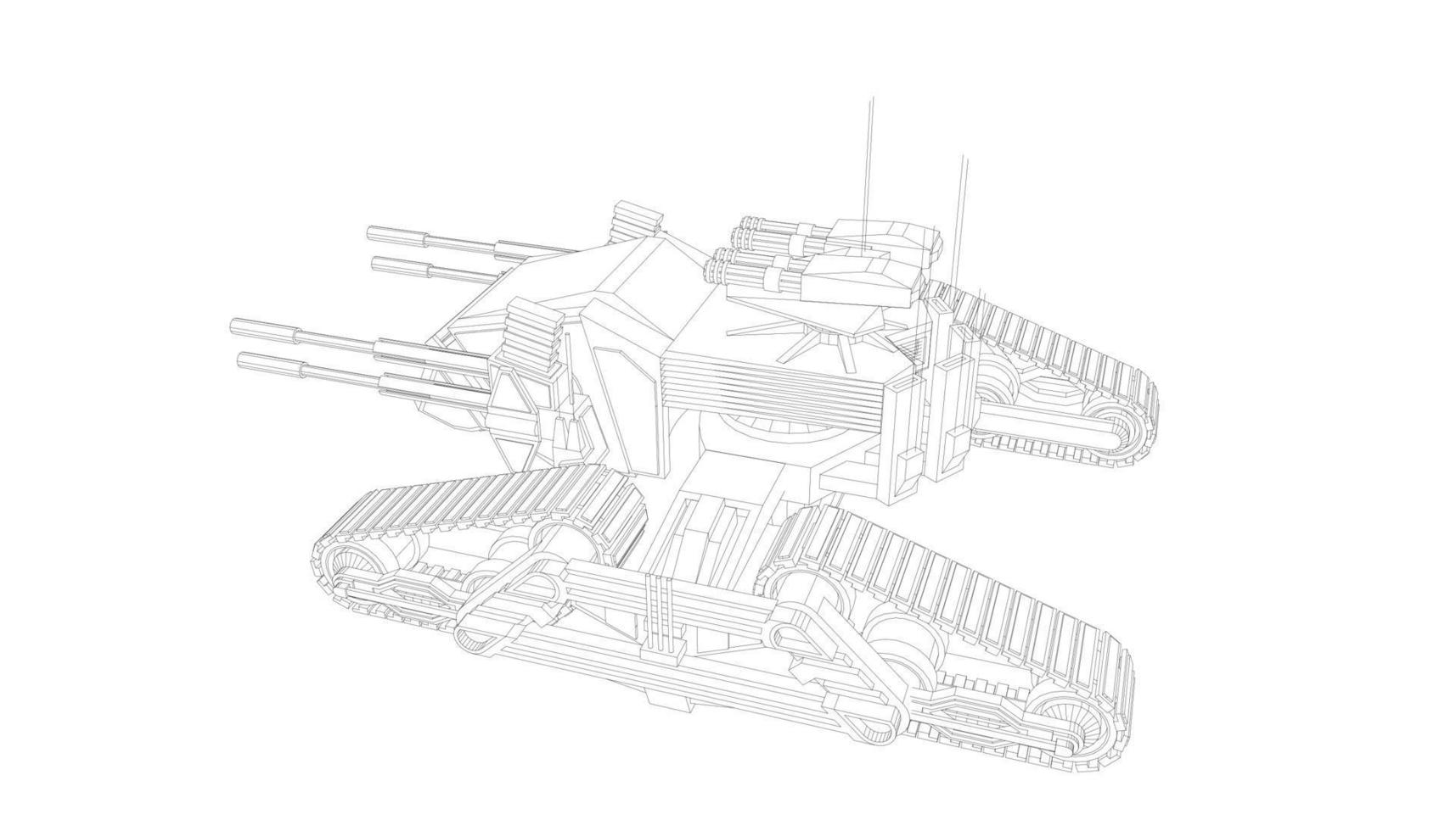 arte lineal de tanques militares vector