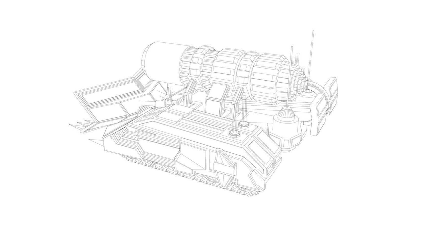 line art of assault tank vector