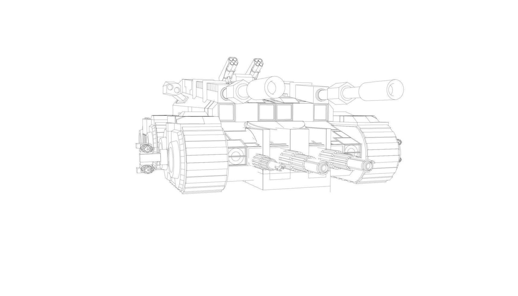 line art of destroyer tank vector
