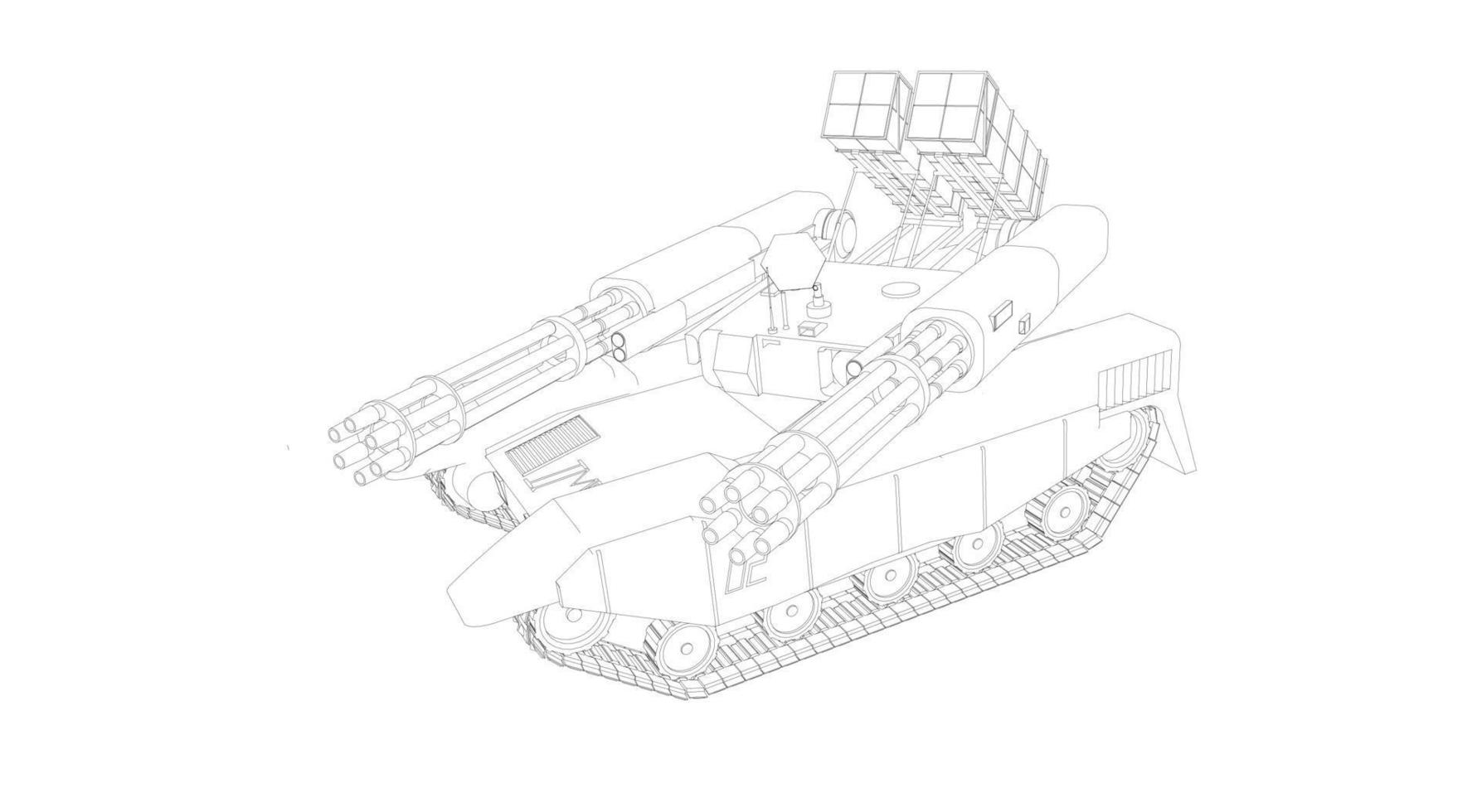 arte lineal de tanques militares vector