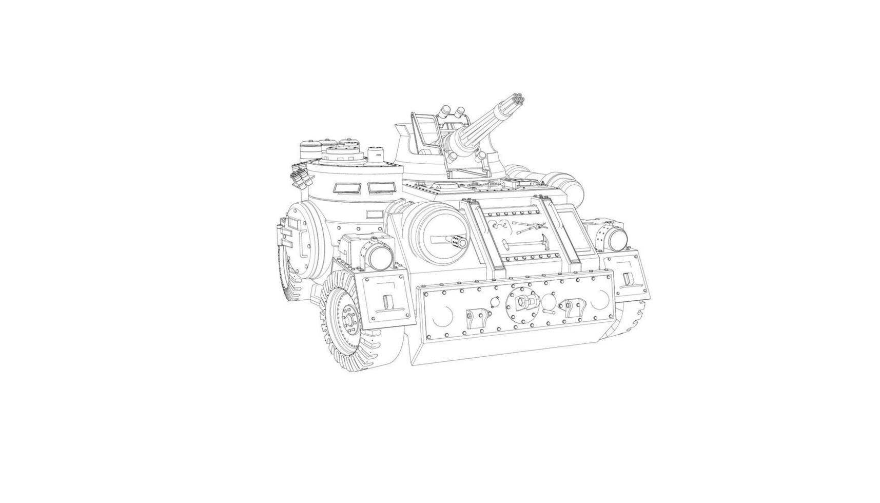 arte lineal de tanques militares vector