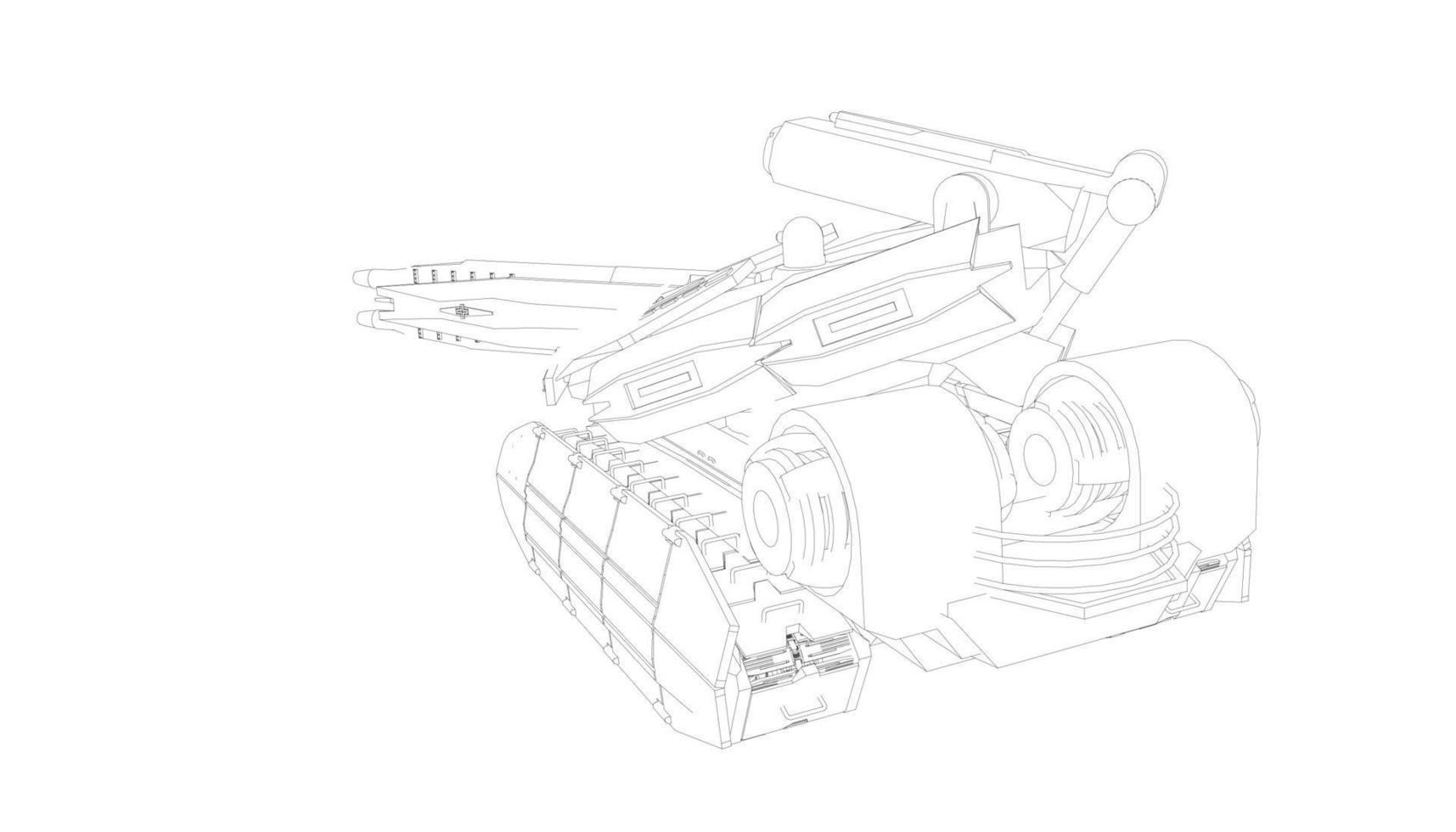 arte lineal del tanque destructor vector