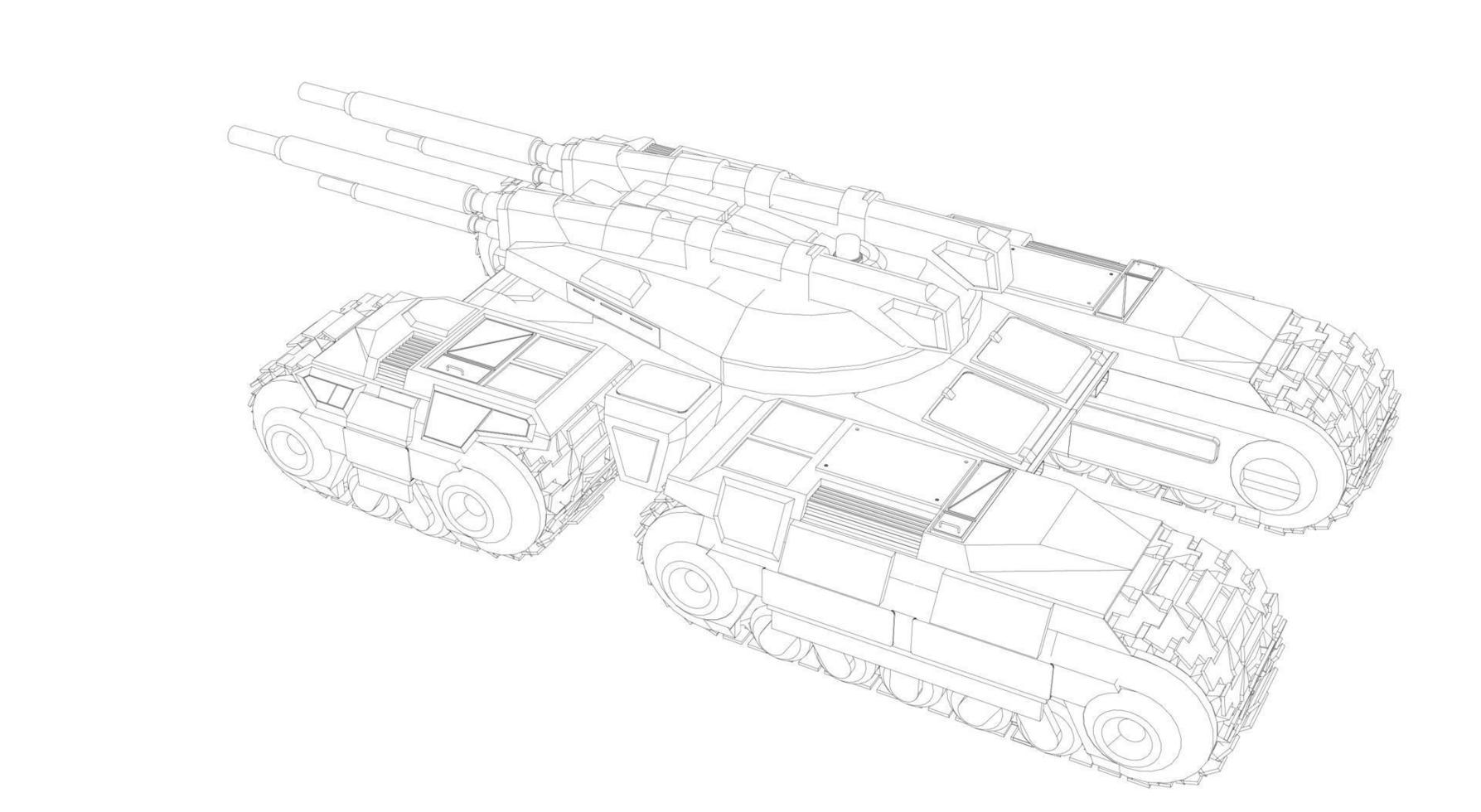 arte lineal de tanques militares vector