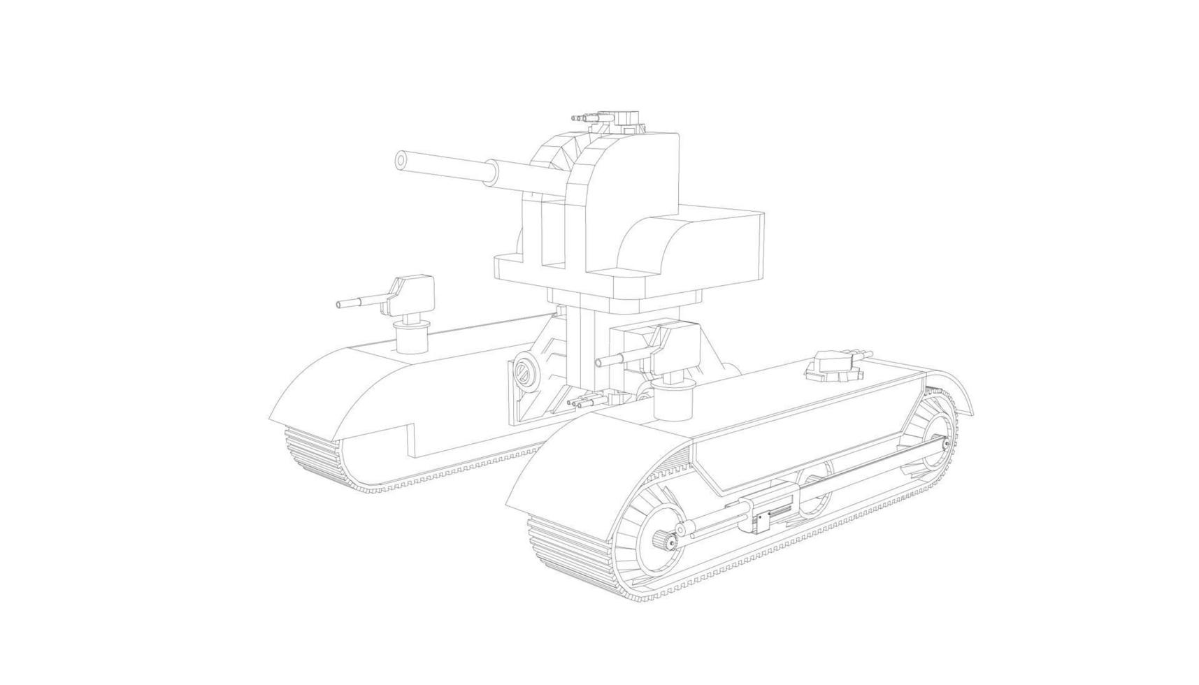 arte lineal del tanque de asalto vector